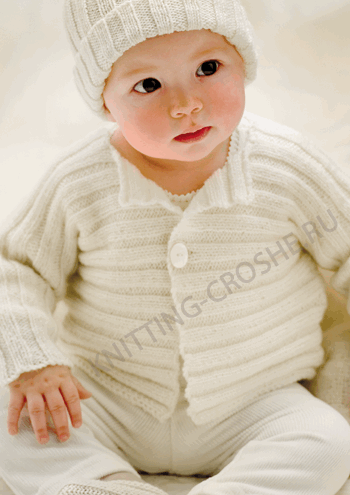 Вязаная кофточка белого цвета для новорожденных